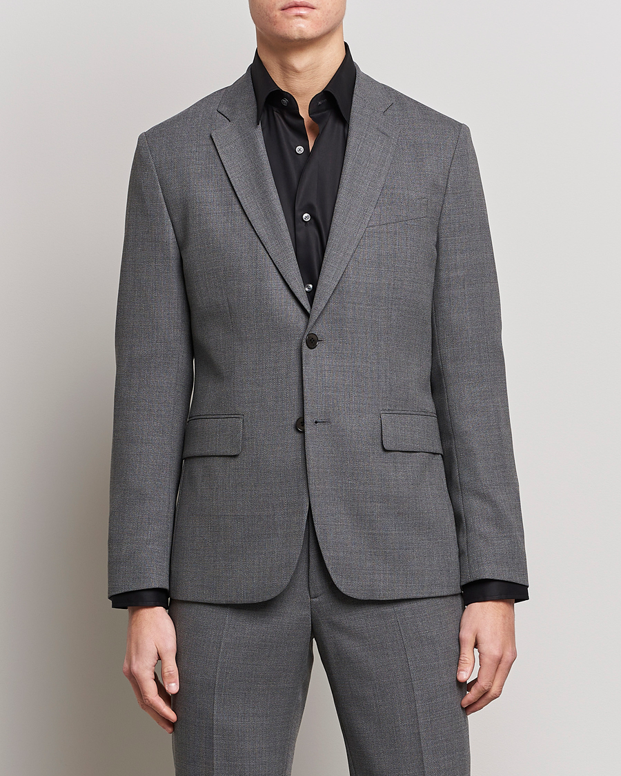 Homme | Blazers | J.Lindeberg | Hopper Active Hopsack Blazer Grey Melange