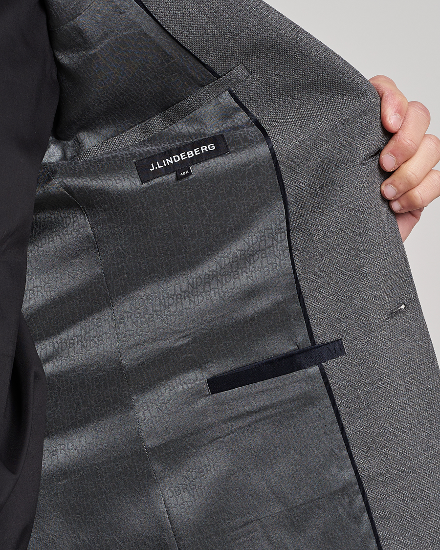 Homme | Blazers | J.Lindeberg | Hopper Active Hopsack Blazer Grey Melange