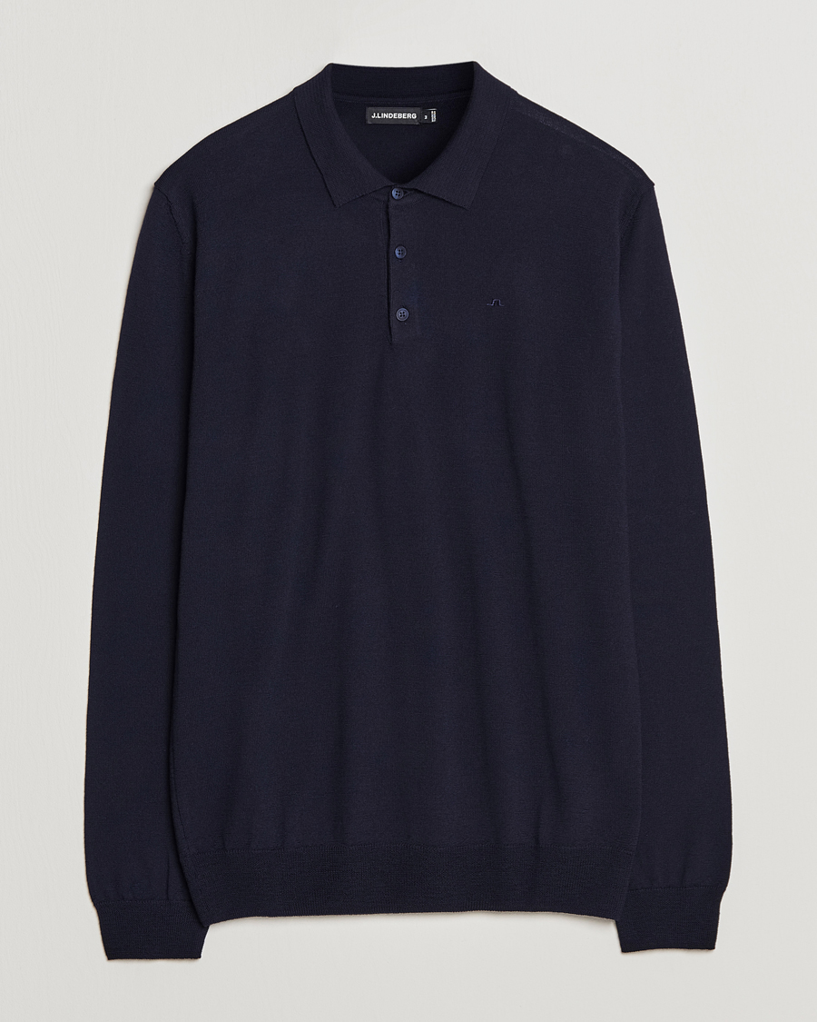 Homme | Pulls Et Tricots | J.Lindeberg | Noel Light Merino Polo Shirt Navy