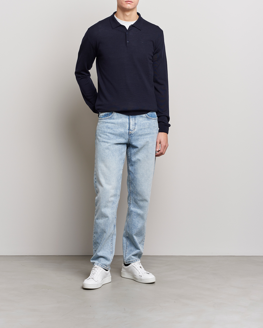 Homme | Pulls Et Tricots | J.Lindeberg | Noel Light Merino Polo Shirt Navy