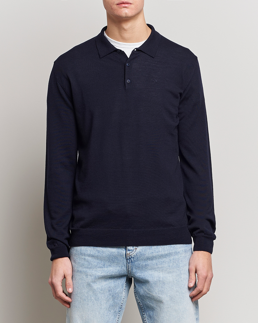 Homme | Pulls Et Tricots | J.Lindeberg | Noel Light Merino Polo Shirt Navy
