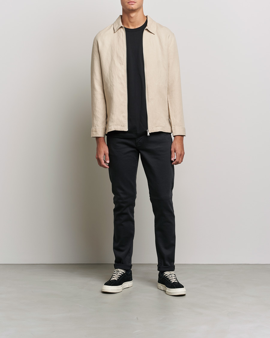 Homme | Chemises | J.Lindeberg | Jason Zip Linen Shirt Jacket Safari Beige