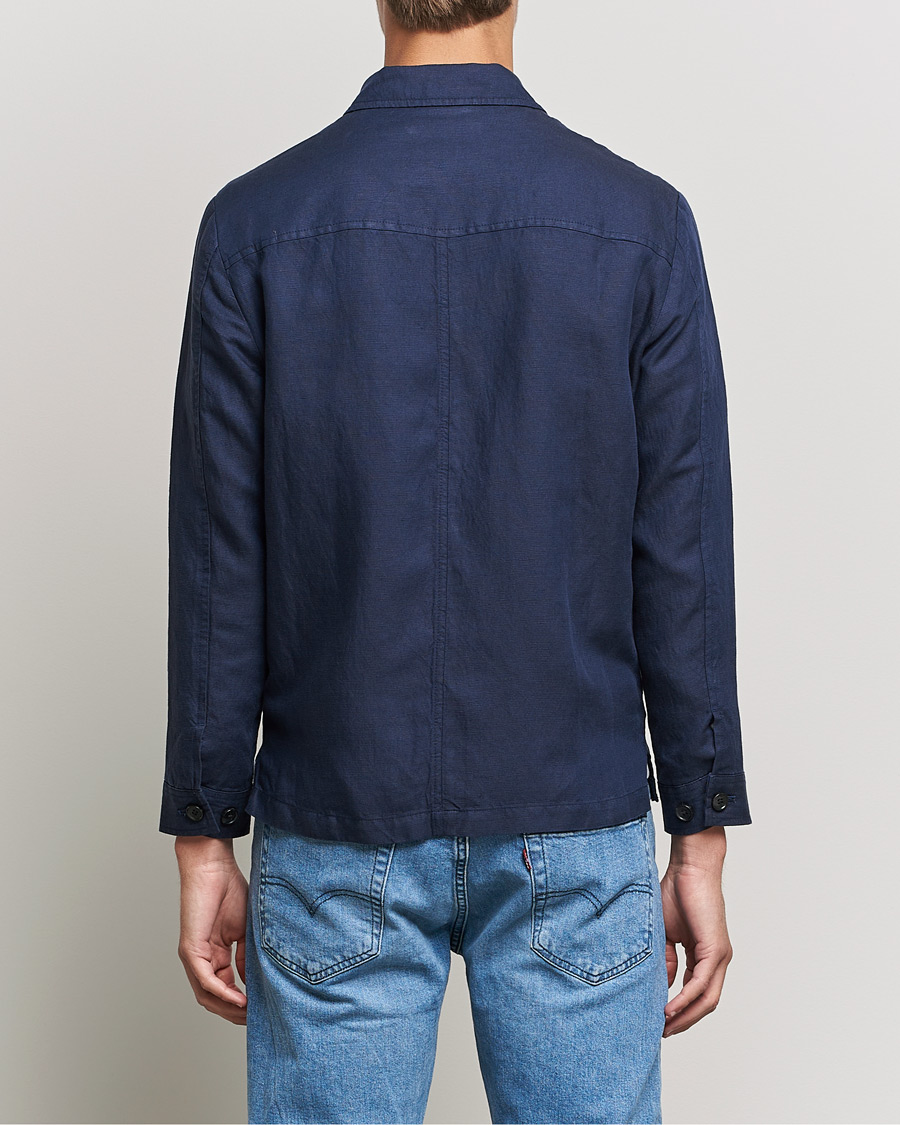 Homme | Manteaux Et Vestes | J.Lindeberg | Jason Zip Linen Shirt Jacket Navy