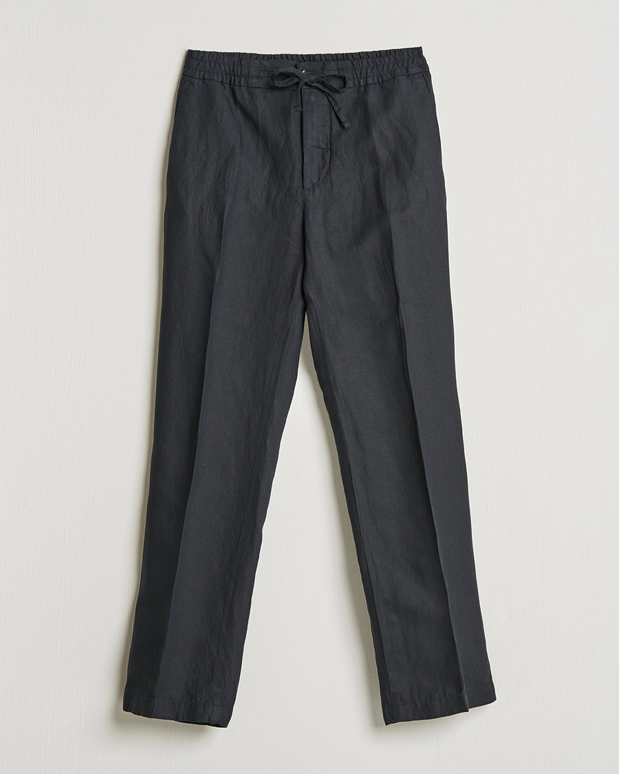 Homme | Pantalons | J.Lindeberg | Sasha Drape Linen Drawstring Trousers Black