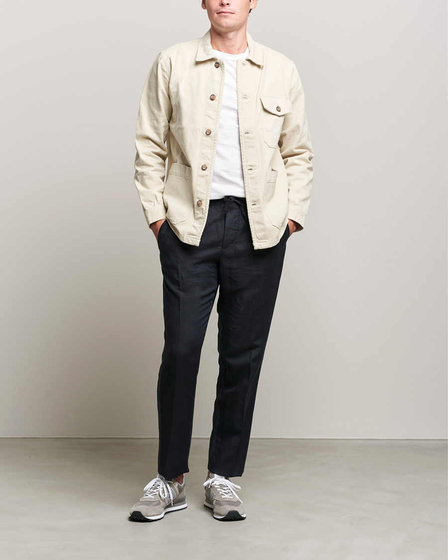 Homme | Pantalons | J.Lindeberg | Sasha Drape Linen Drawstring Trousers Black