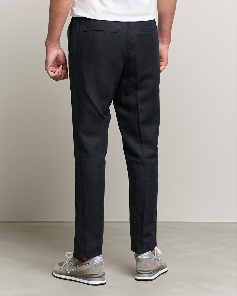 Homme | Pantalons | J.Lindeberg | Sasha Drape Linen Drawstring Trousers Black