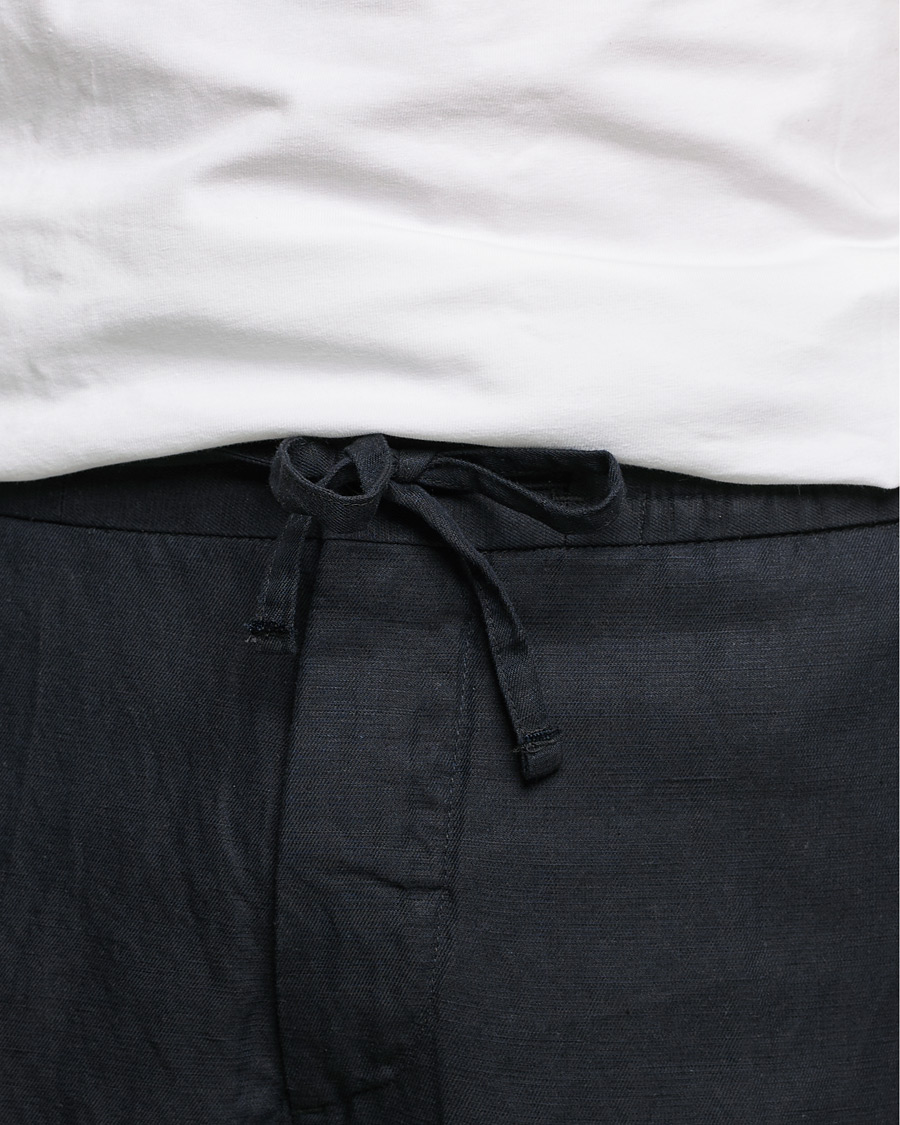 Homme | Pantalons | J.Lindeberg | Sasha Drape Linen Drawstring Trousers Black