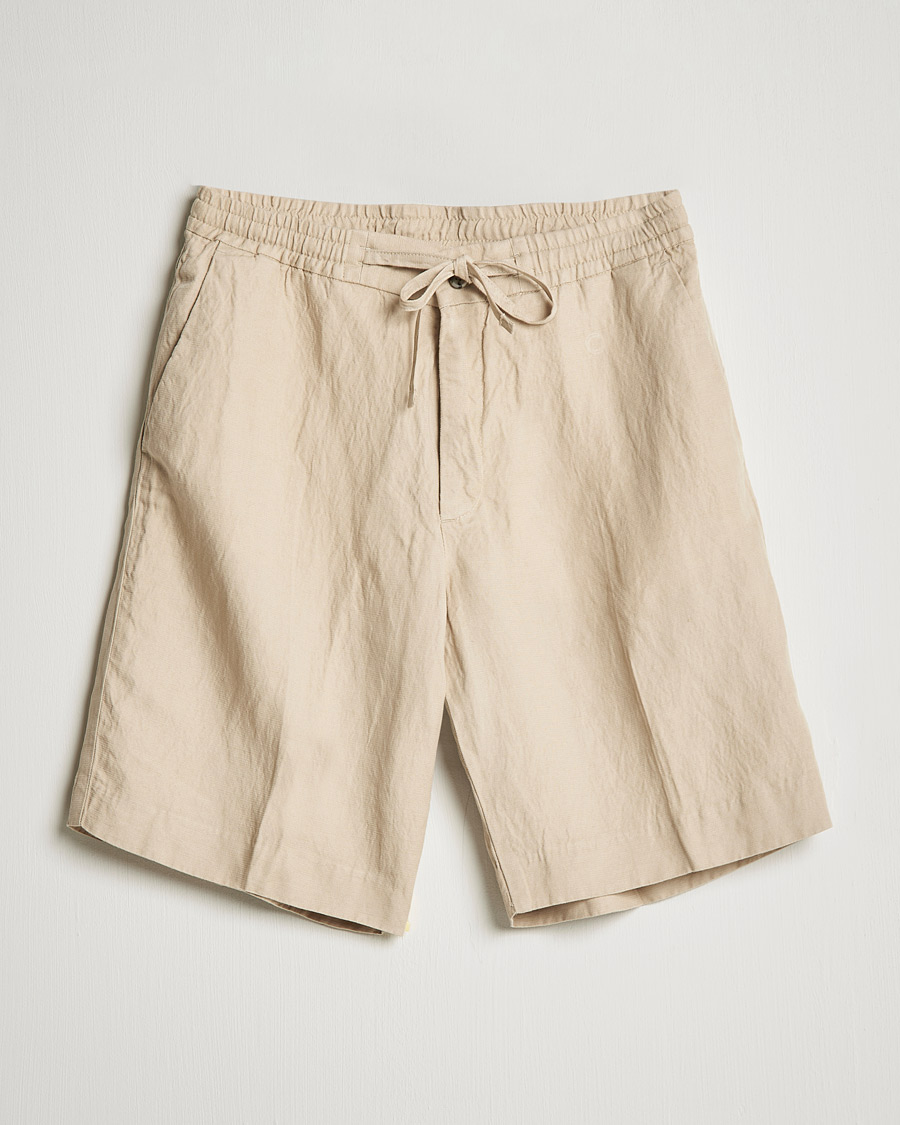 Homme | Shorts | J.Lindeberg | Sasha Drape Linen Drawstring Shorts Safari Beige