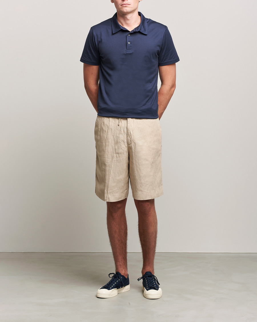 Homme | Shorts | J.Lindeberg | Sasha Drape Linen Drawstring Shorts Safari Beige