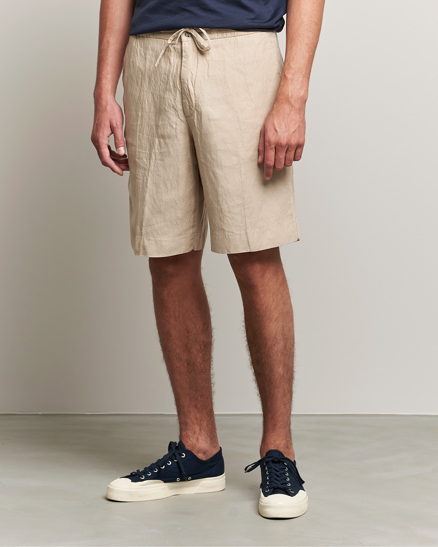 Homme | Shorts | J.Lindeberg | Sasha Drape Linen Drawstring Shorts Safari Beige
