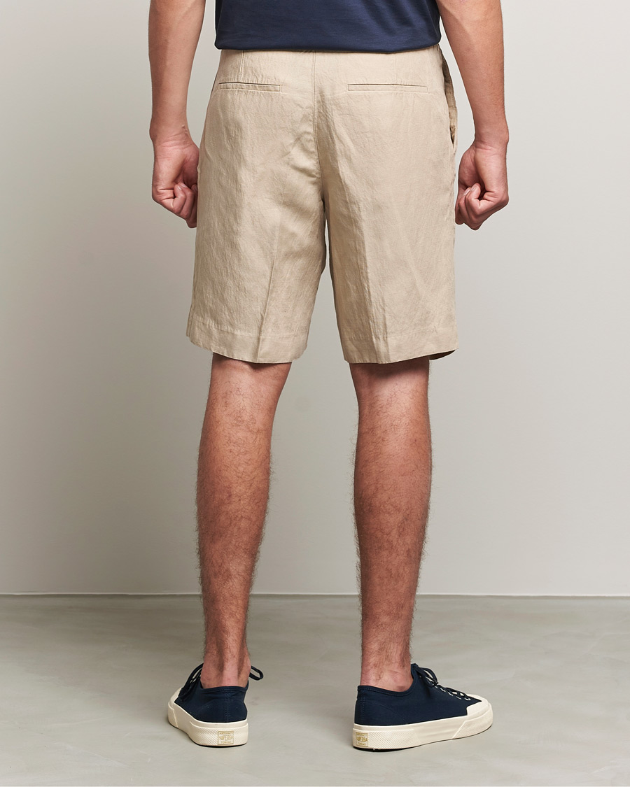Homme | Shorts | J.Lindeberg | Sasha Drape Linen Drawstring Shorts Safari Beige