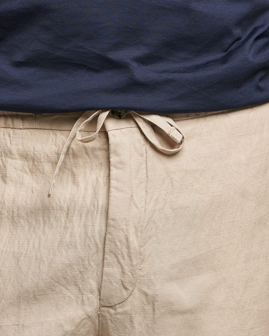 Homme | Shorts | J.Lindeberg | Sasha Drape Linen Drawstring Shorts Safari Beige