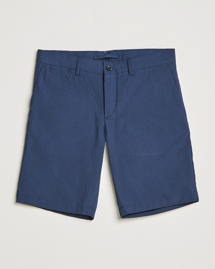 Homme | Shorts | J.Lindeberg | Nathan Seersucker Shorts Navy