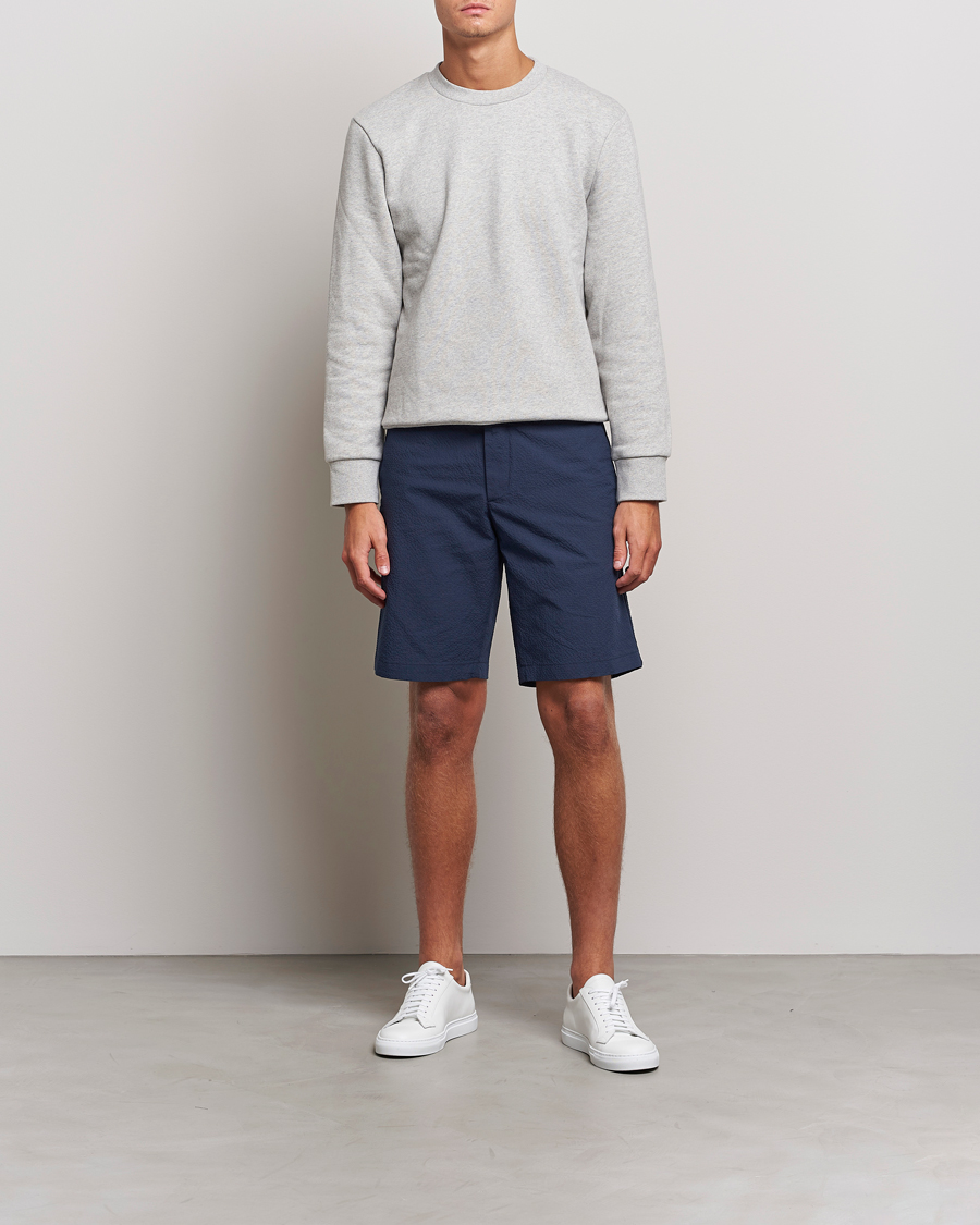 Homme | Shorts | J.Lindeberg | Nathan Seersucker Shorts Navy