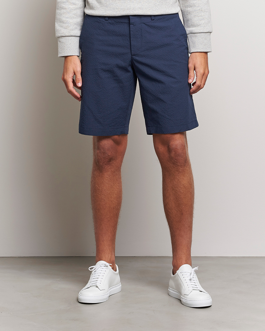 Homme | Shorts | J.Lindeberg | Nathan Seersucker Shorts Navy