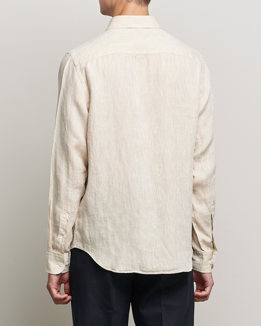 Homme | Chemises | J.Lindeberg | Linen Melange Slim Shirt Safari Beige
