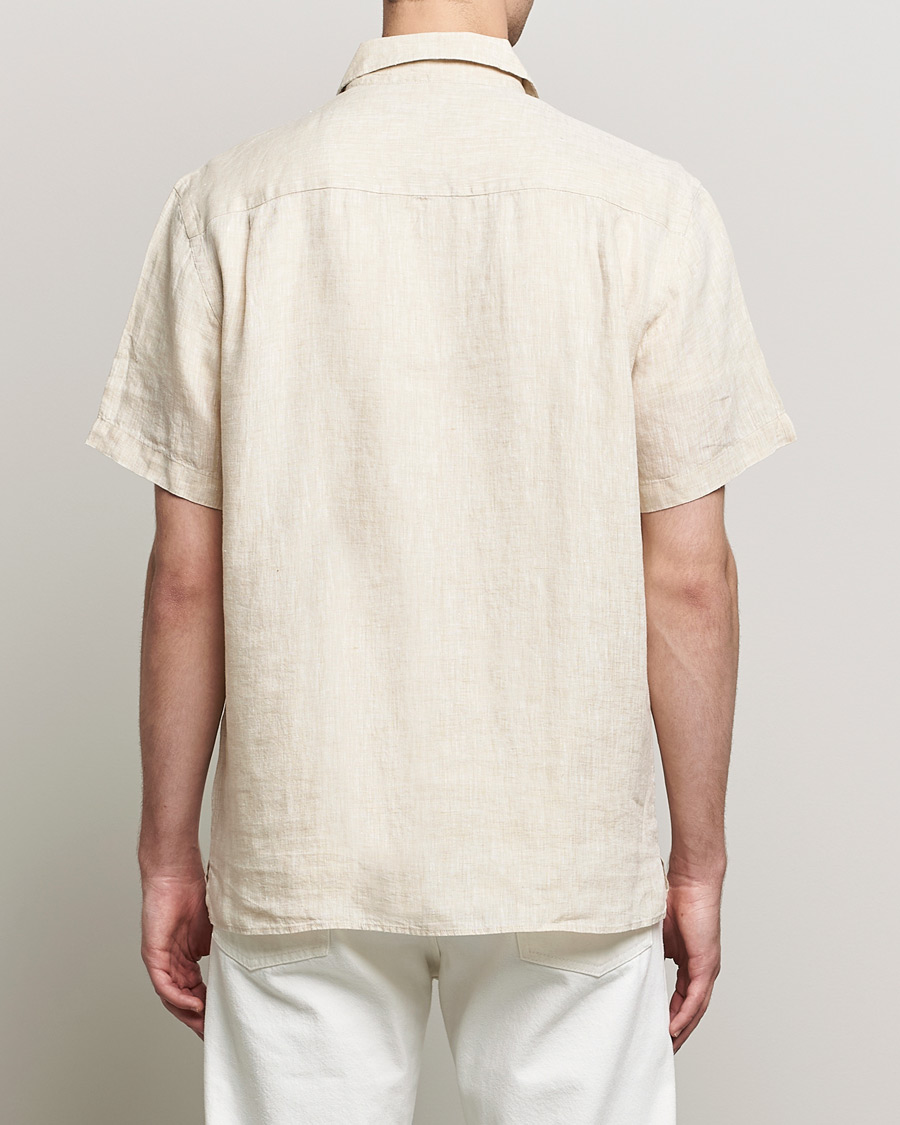 Homme | Chemises | J.Lindeberg | Linen Melange Short Sleeve Shirt Safari Beige