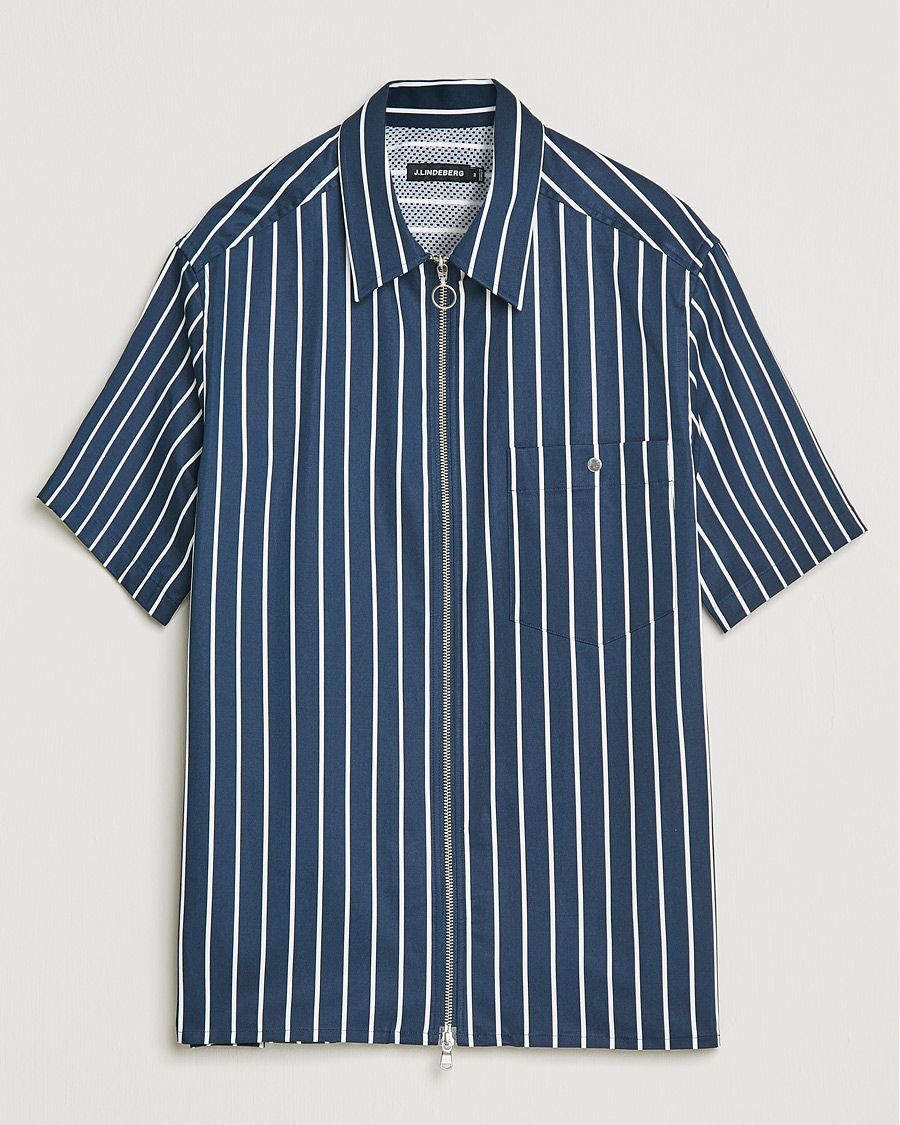 Homme | Chemises | J.Lindeberg | Chainy Short Sleeve Zip Shirt Navy