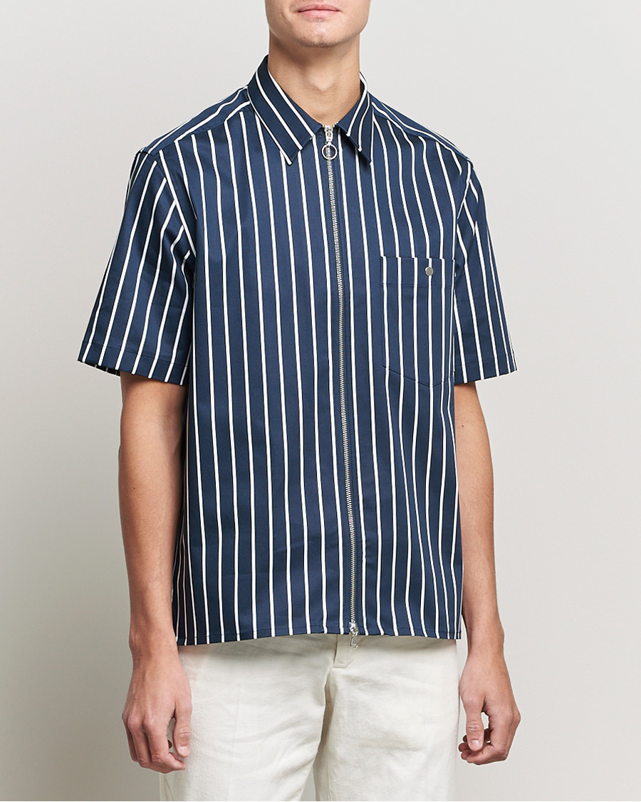 Homme | Chemises | J.Lindeberg | Chainy Short Sleeve Zip Shirt Navy
