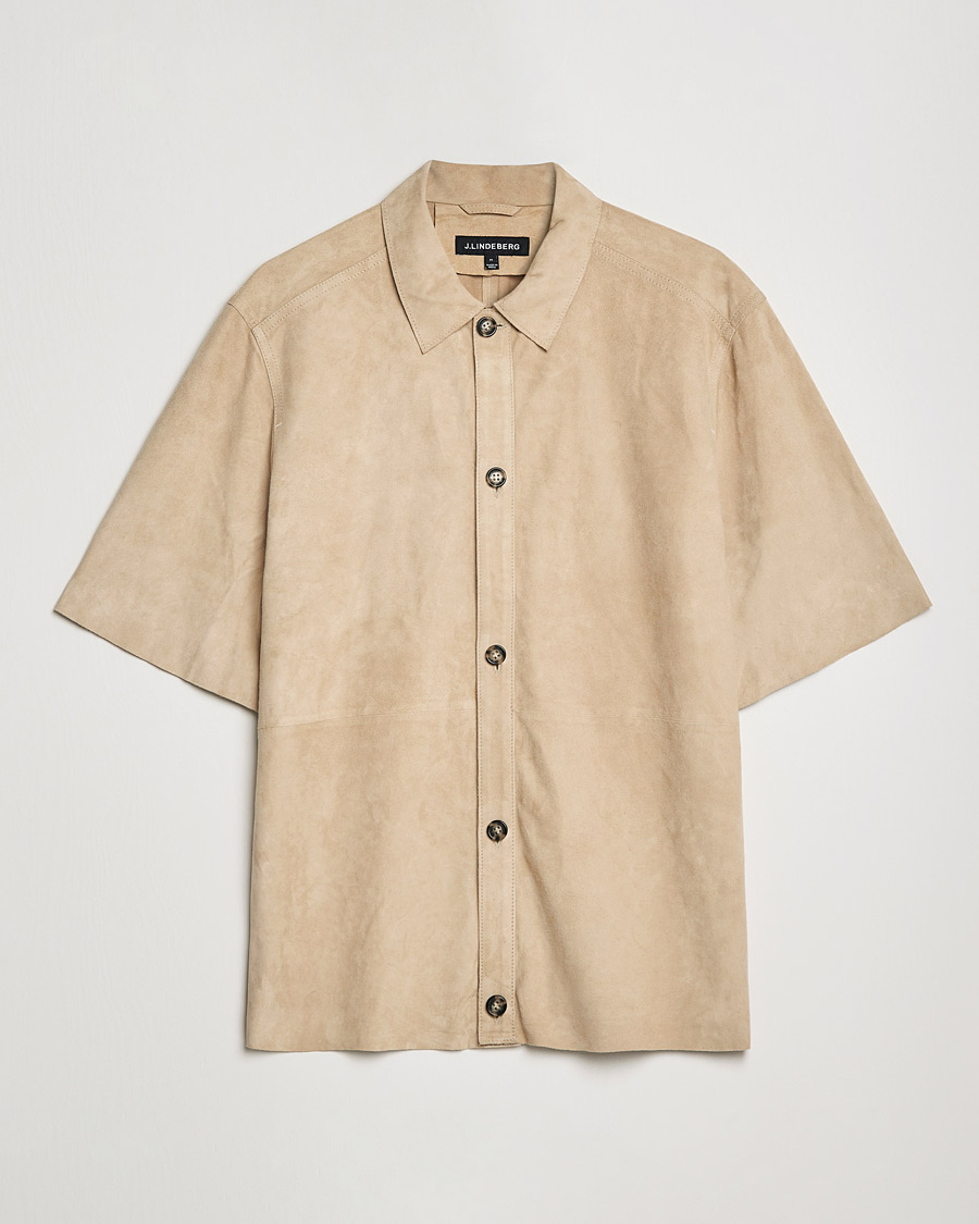 Homme | Chemises | J.Lindeberg | Shorty Short Sleeve Suede Shirt Safari Beige