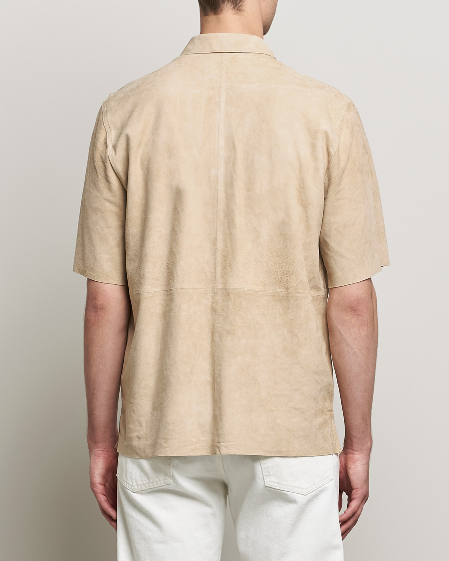 Homme | Chemises | J.Lindeberg | Shorty Short Sleeve Suede Shirt Safari Beige
