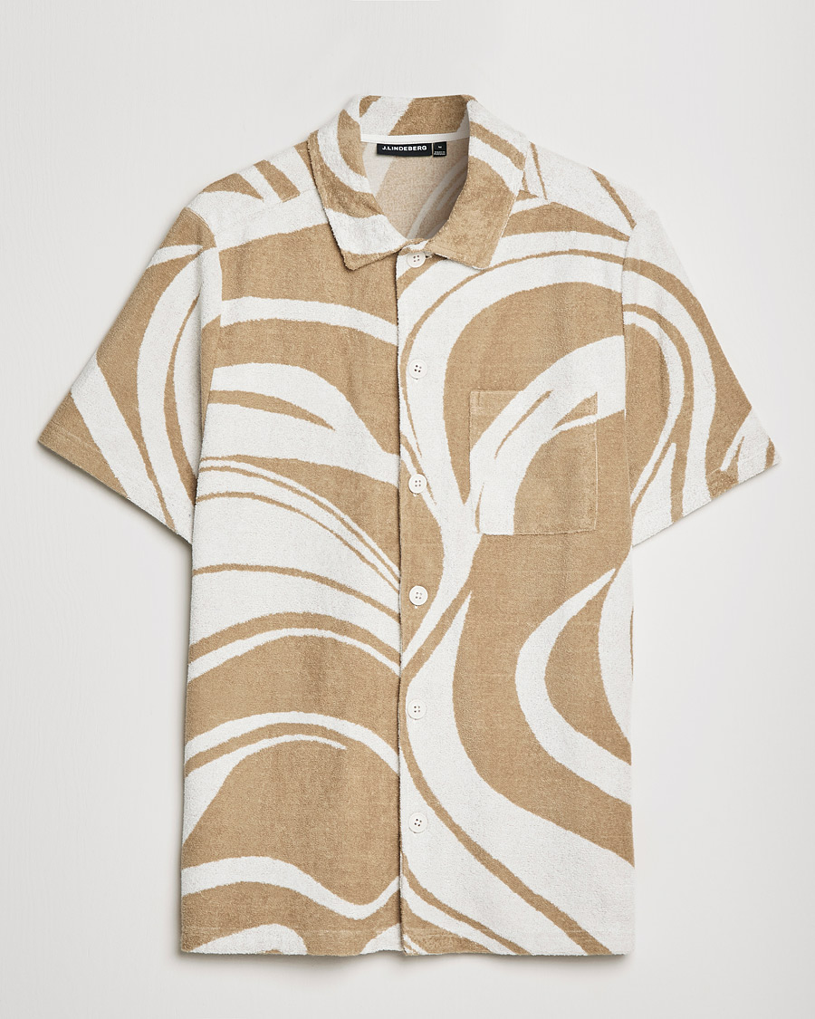 Homme | Chemises | J.Lindeberg | BillyToweling Jacquard Shirt Safari Beige