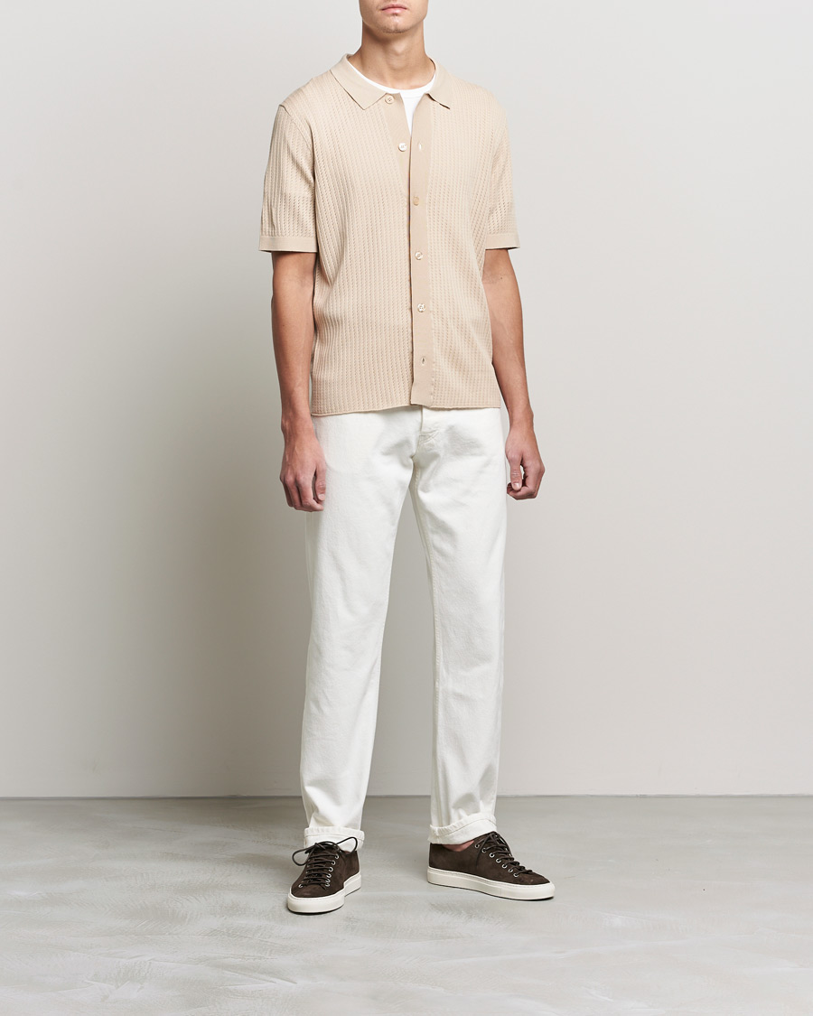 Homme | Chemises | J.Lindeberg | Skyler Rayon Silk Knit Shirt Safari Beige