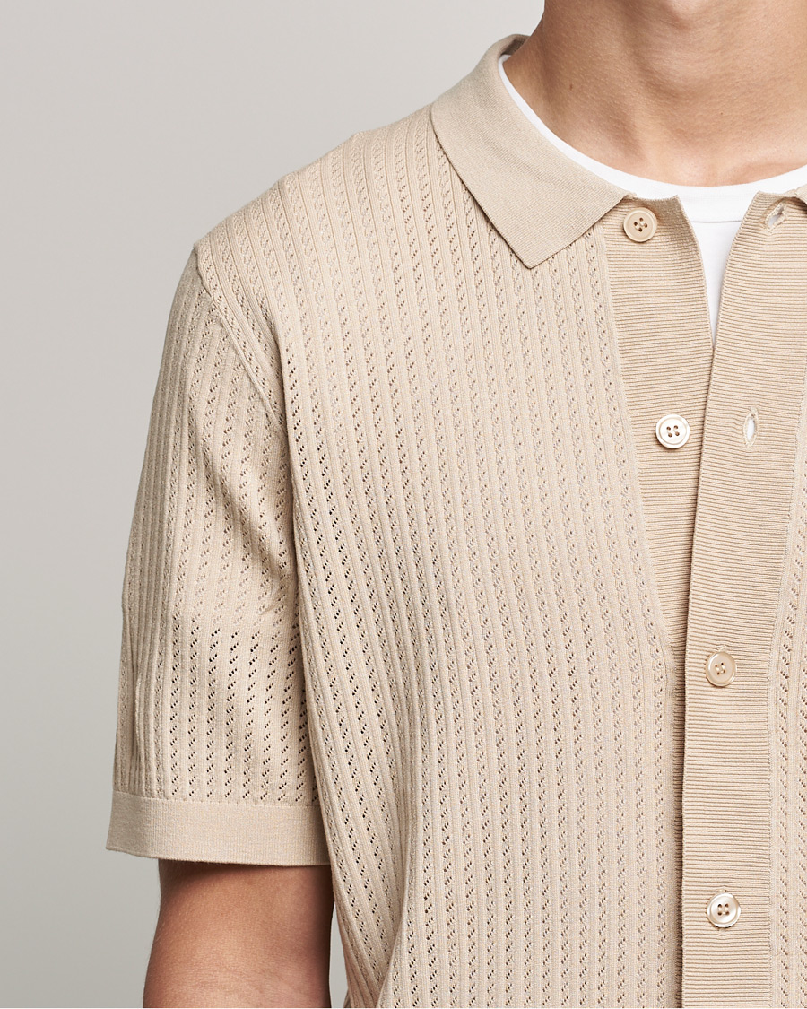 Homme | Chemises | J.Lindeberg | Skyler Rayon Silk Knit Shirt Safari Beige