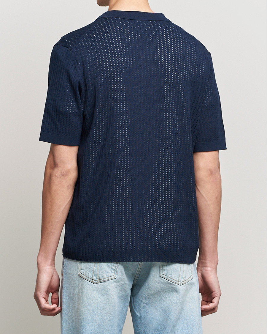 Homme | Chemises | J.Lindeberg | Skyler Rayon Silk Knit Shirt Navy