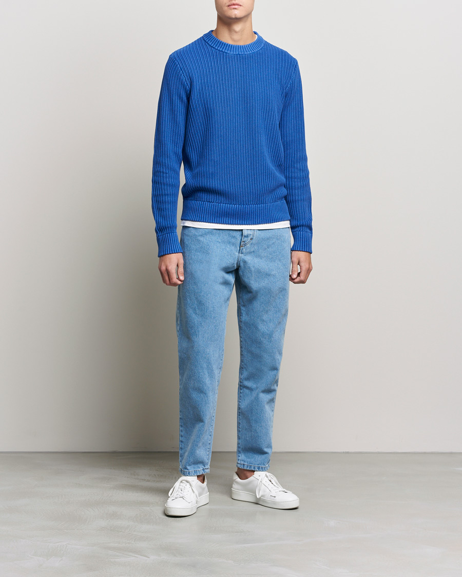 Homme | Pulls Et Tricots | J.Lindeberg | Coy Summer Structure Organic Cotton Sweater Royal Blue