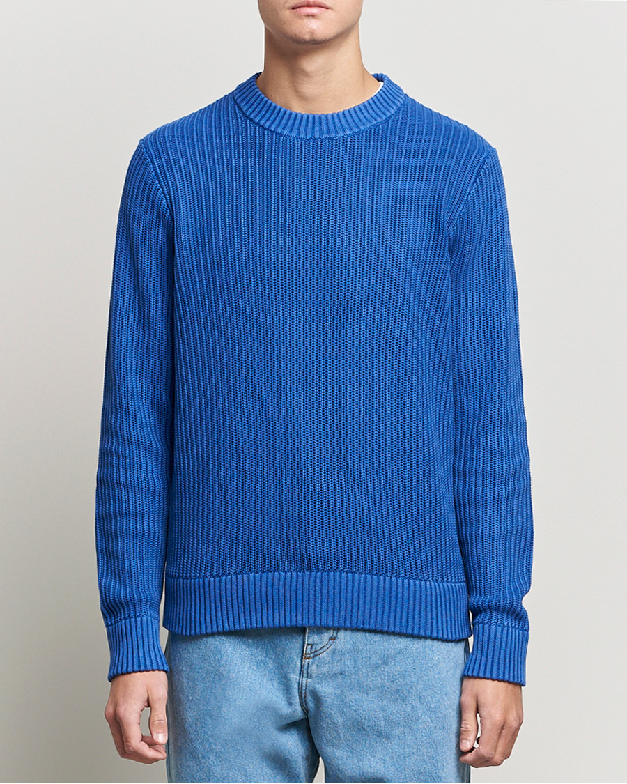 Homme | Pulls Et Tricots | J.Lindeberg | Coy Summer Structure Organic Cotton Sweater Royal Blue