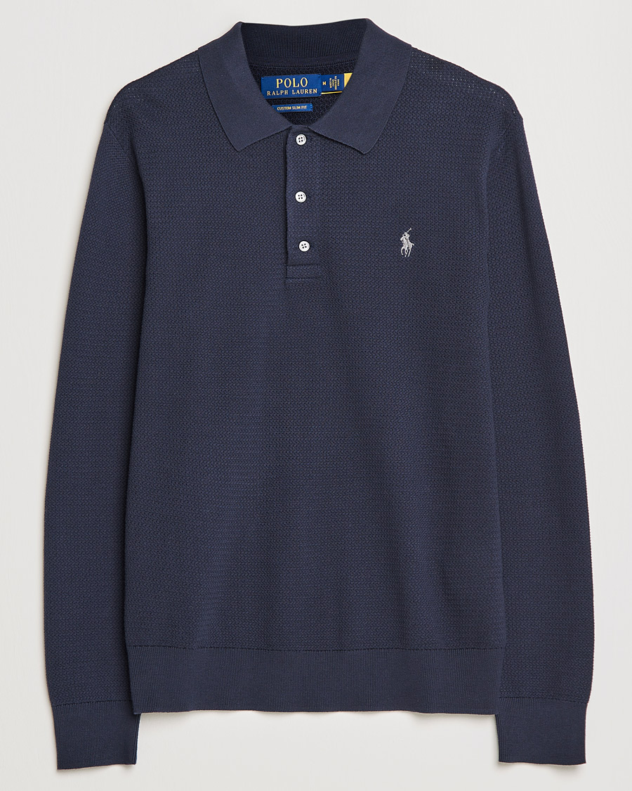 Homme | Pulls Et Tricots | Polo Ralph Lauren | Textured Knitted Polo Navy