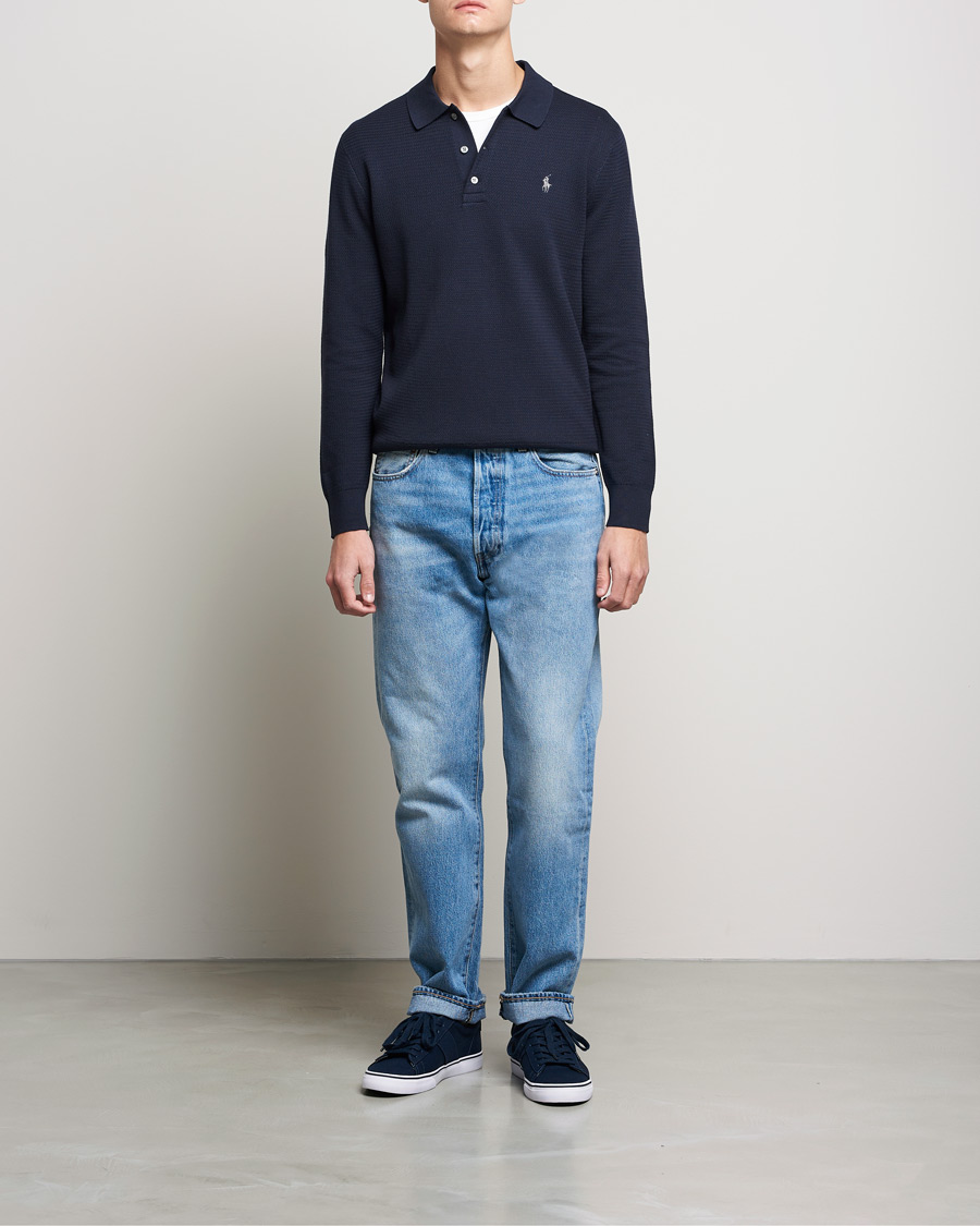 Homme | Pulls Et Tricots | Polo Ralph Lauren | Textured Knitted Polo Navy