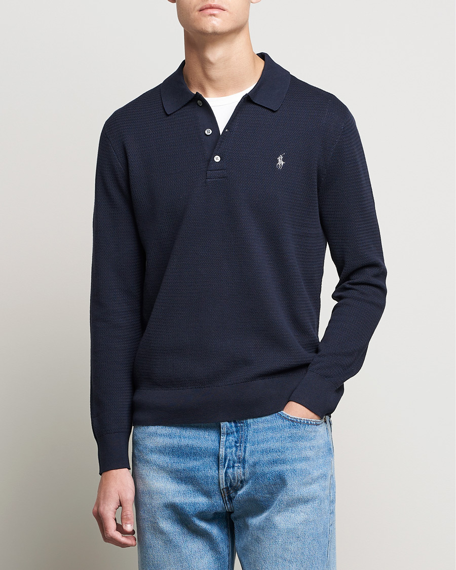 Homme | Pulls Et Tricots | Polo Ralph Lauren | Textured Knitted Polo Navy