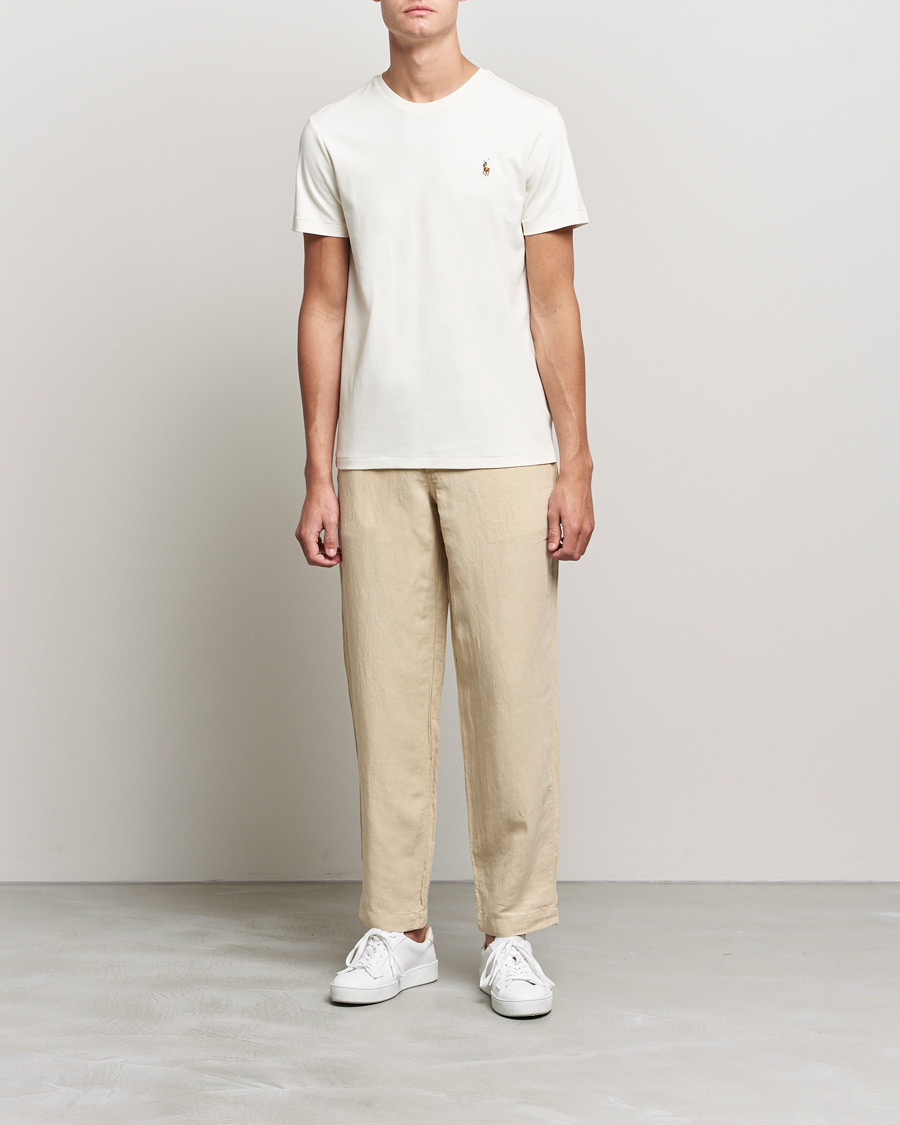 Homme | T-shirts | Polo Ralph Lauren | Luxury Pima Cotton Crew Neck T-Shirt Clubhouse Cream