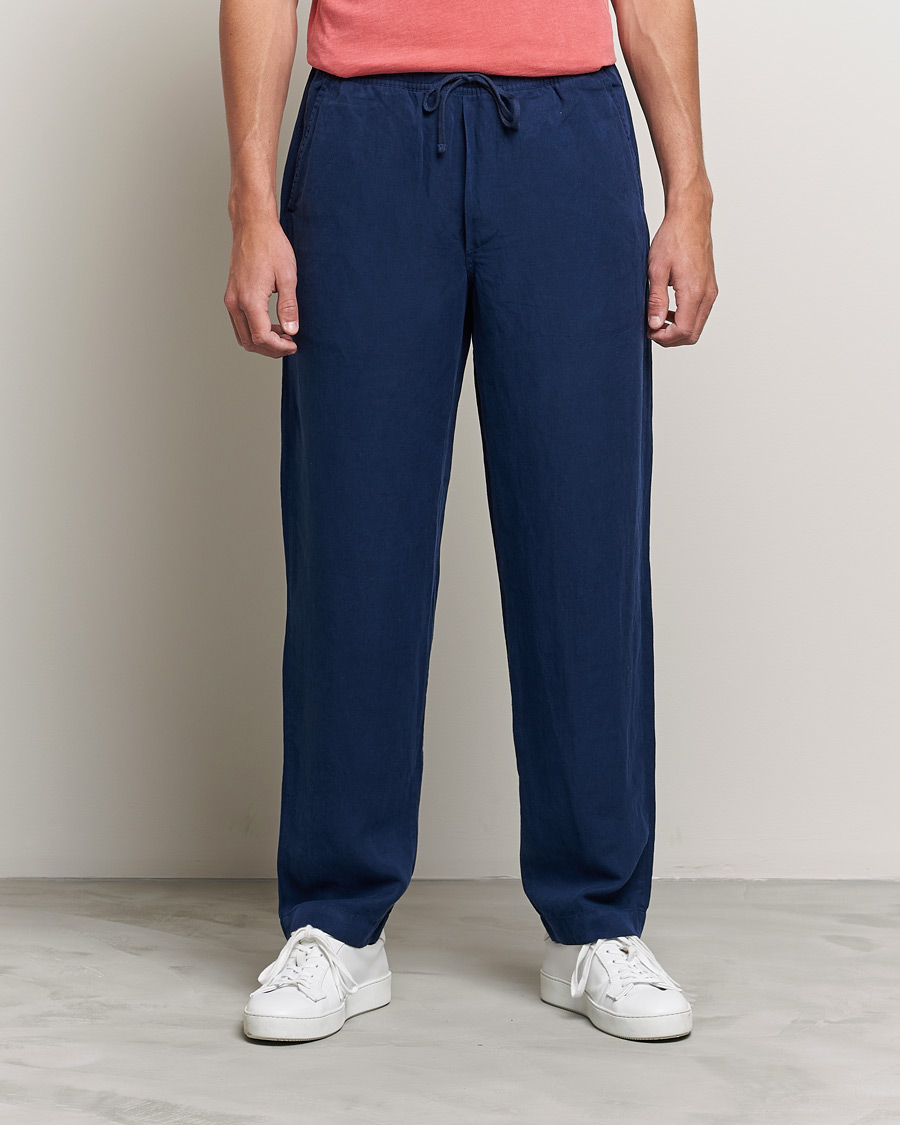 Homme | Pantalons | Polo Ralph Lauren | Linen/Silk Drawstring Trousers Newport Navy