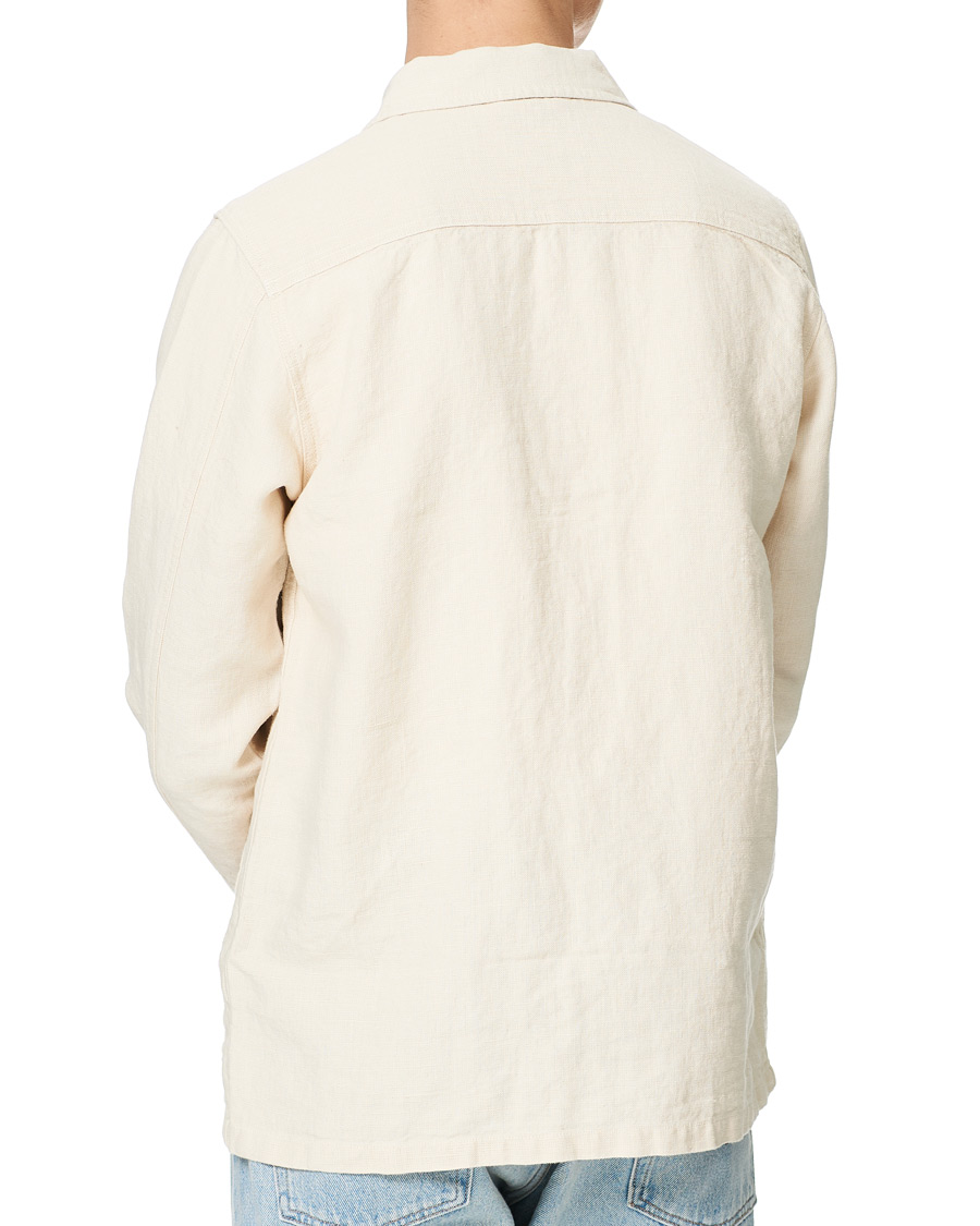 Homme | Chemises | A Day's March | Heavy Linen Patch Pocket Overshirt Oyster