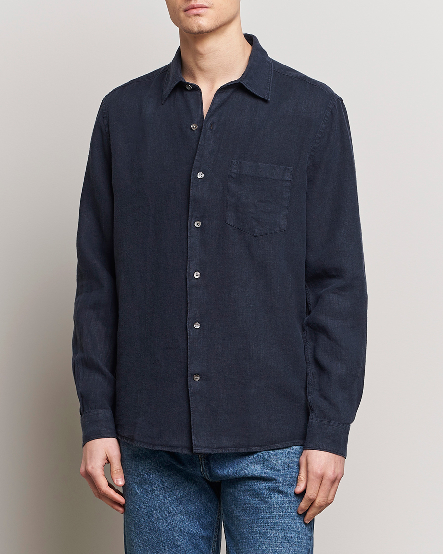 Homme | Business & Beyond | A Day's March | Abu Linen Shirt Navy