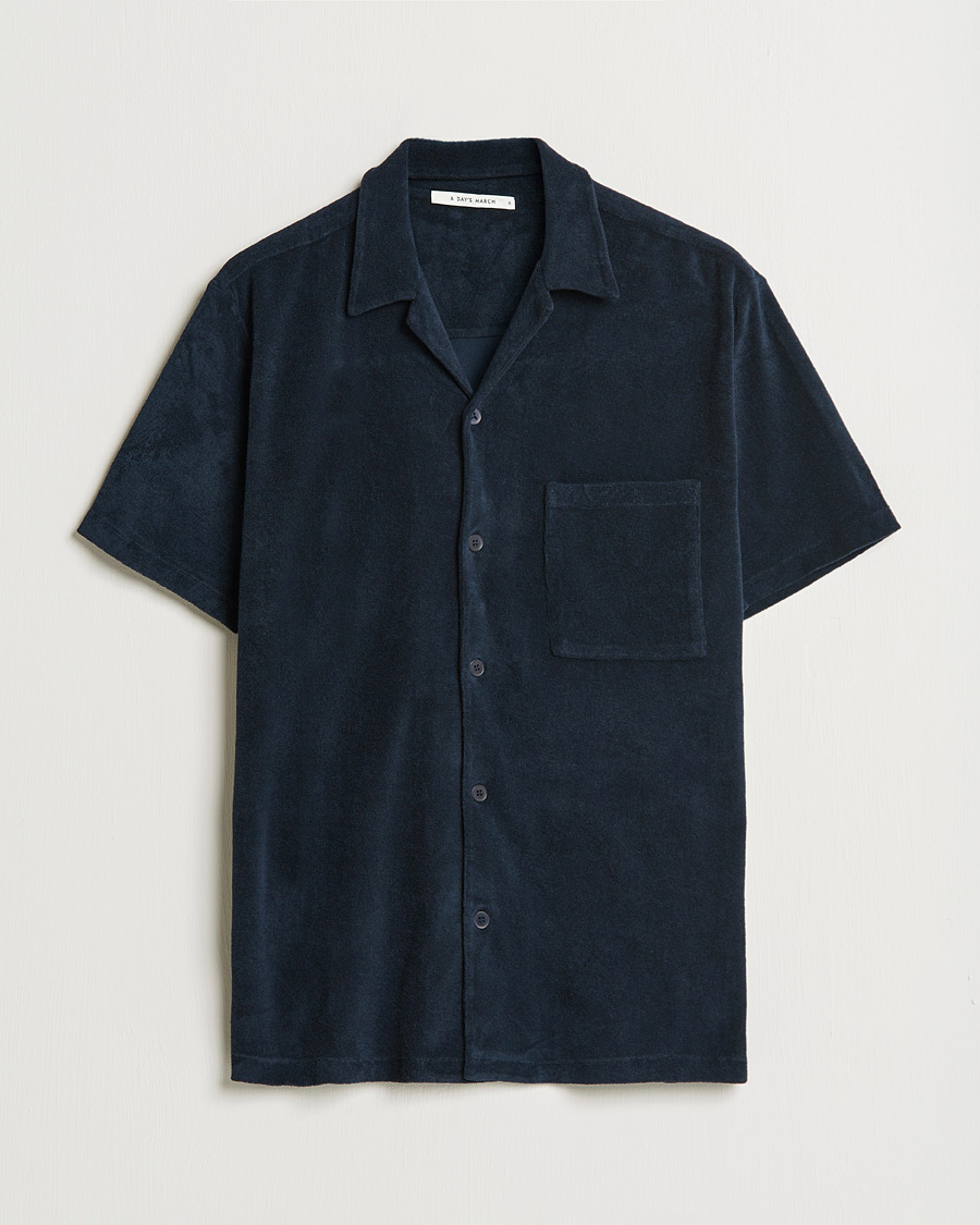 Homme | Chemises | A Day's March | Yamu Short Sleeve Terry Shirt Navy