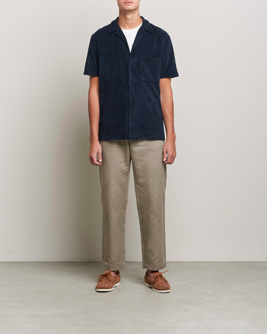 Homme | Chemises | A Day's March | Yamu Short Sleeve Terry Shirt Navy
