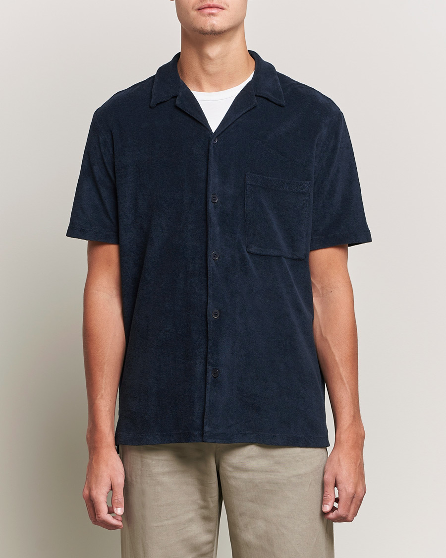 Homme | Chemises | A Day's March | Yamu Short Sleeve Terry Shirt Navy