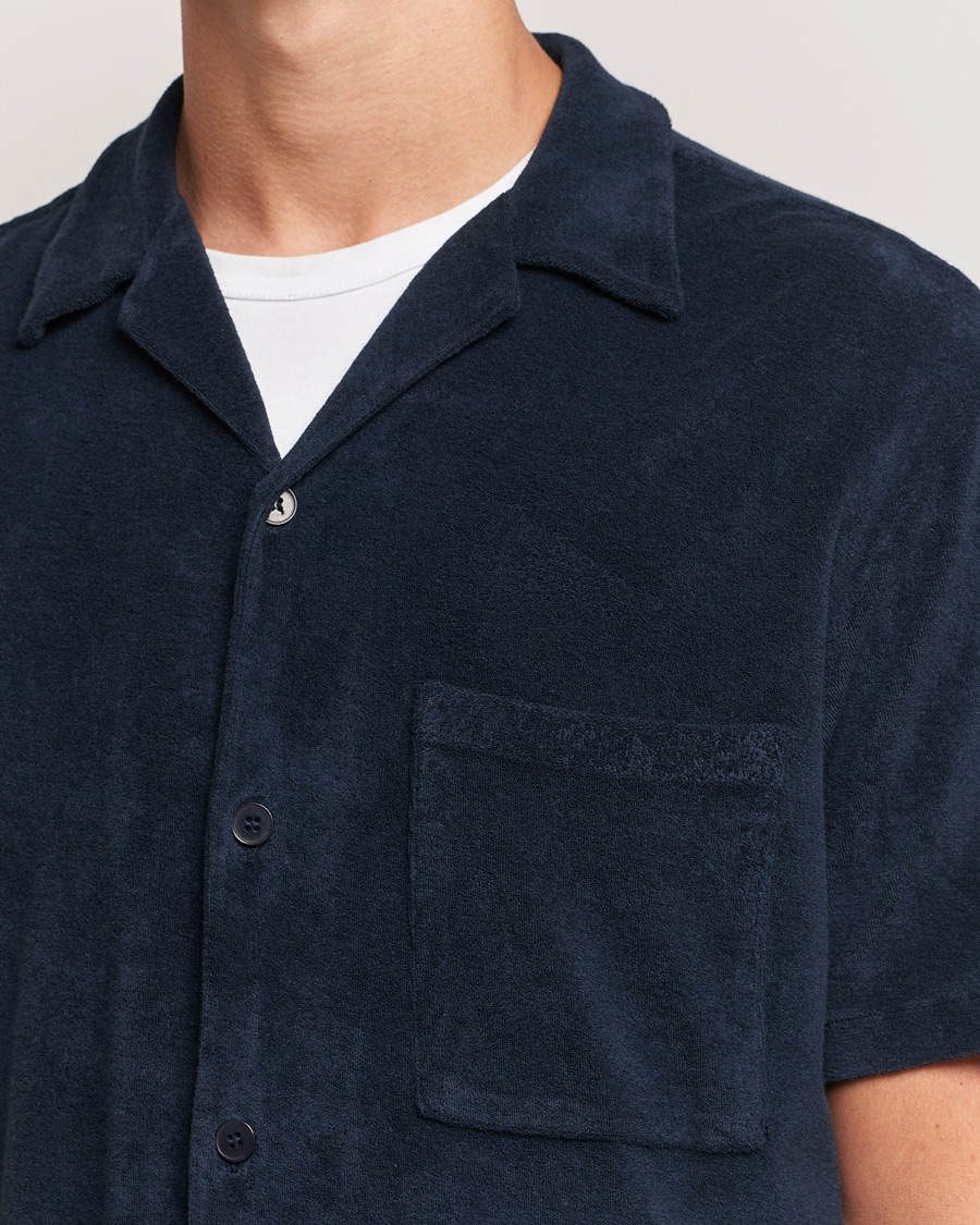 Homme | Chemises | A Day's March | Yamu Short Sleeve Terry Shirt Navy