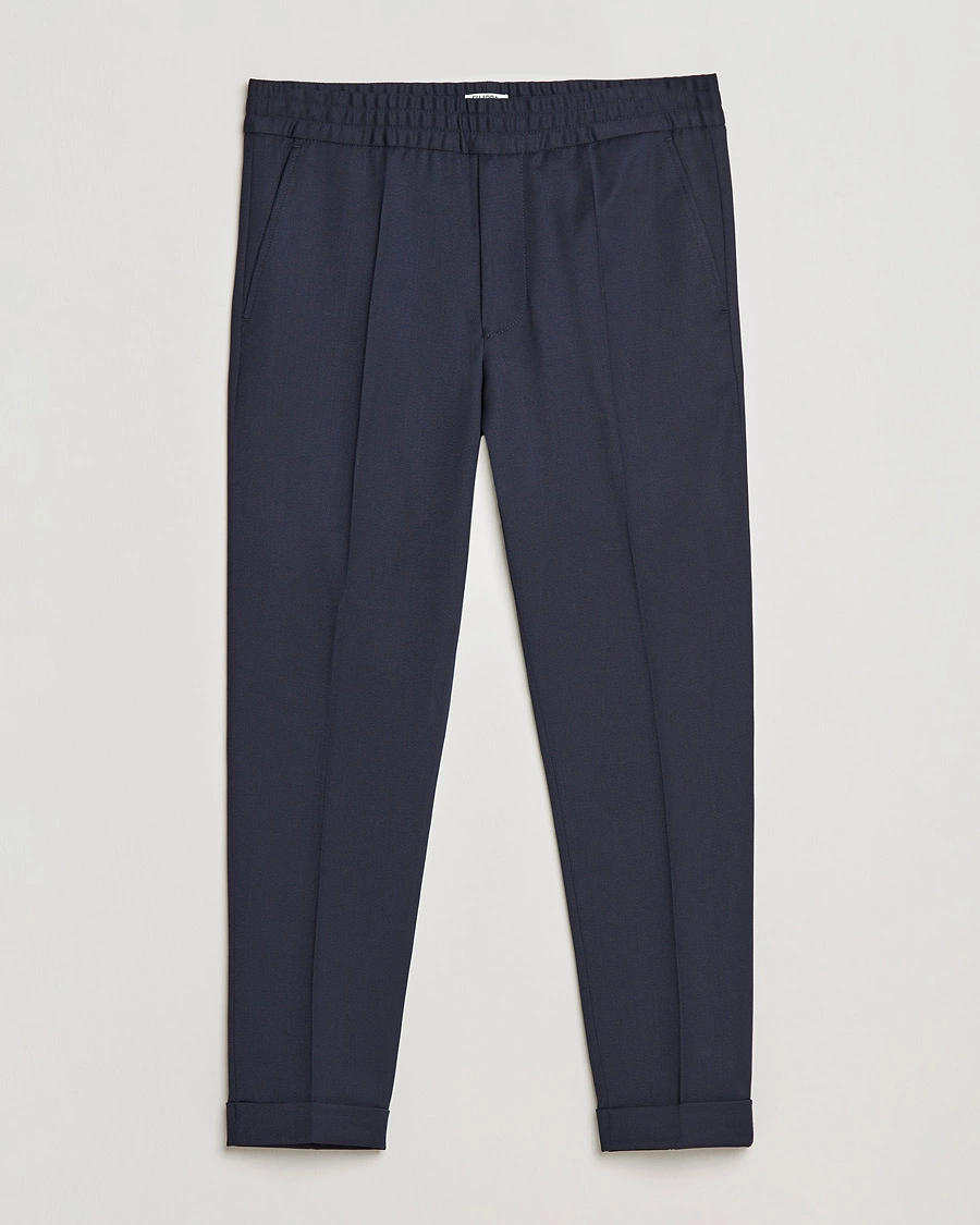 Homme | Pantalons | Filippa K | Terry Gabardine Cropped Turn Up Trousers Navy