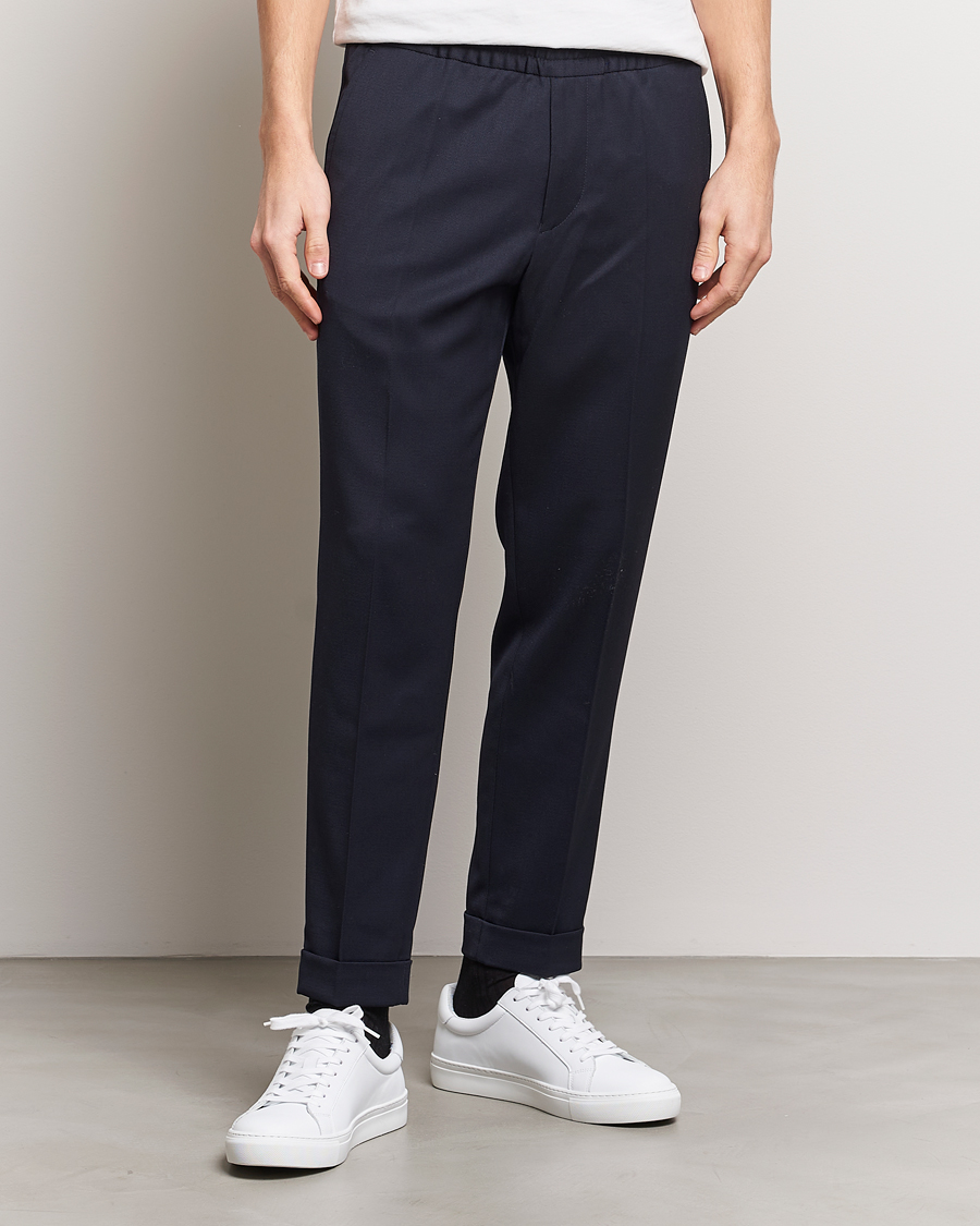Homme | Business & Beyond | Filippa K | Terry Gabardine Cropped Turn Up Trousers  Navy