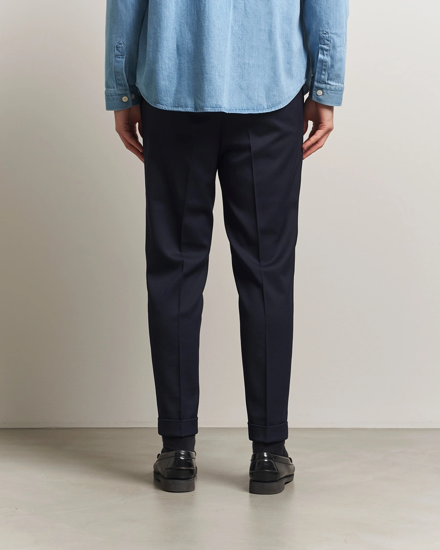 Homme | Pantalons | Filippa K | Terry Gabardine Cropped Turn Up Trousers Navy