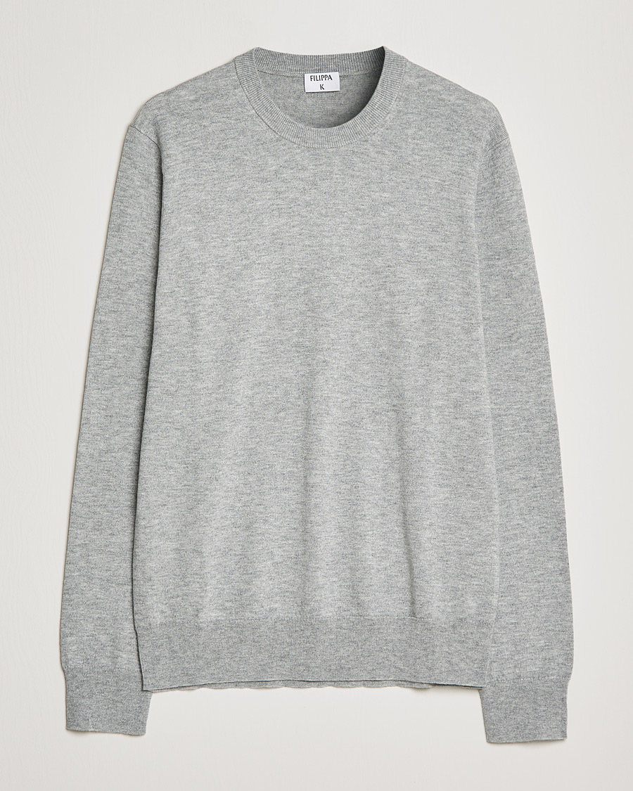 Homme | Pulls Et Tricots | Filippa K | Cotton Merino Basic Sweater Light Grey Melange
