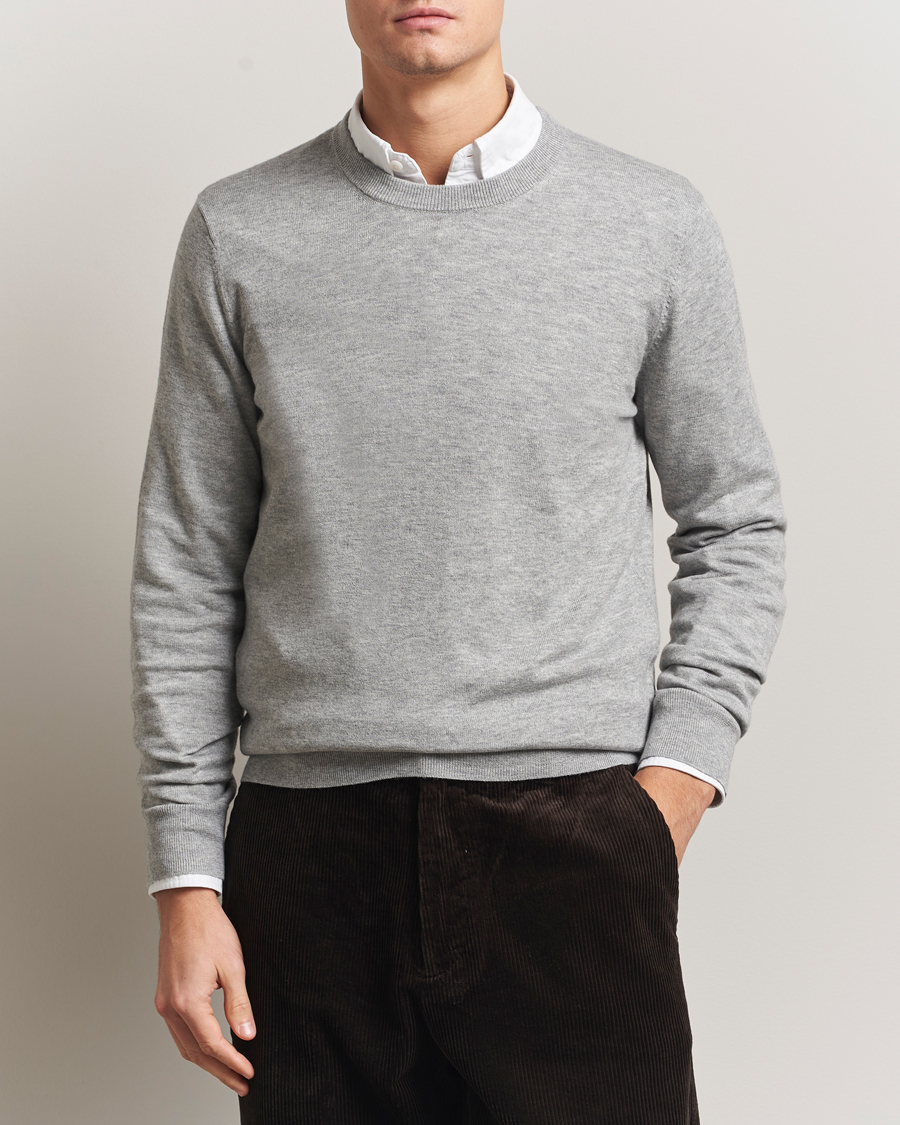 Homme | Pulls Et Tricots | Filippa K | Cotton Merino Basic Sweater Light Grey Melange