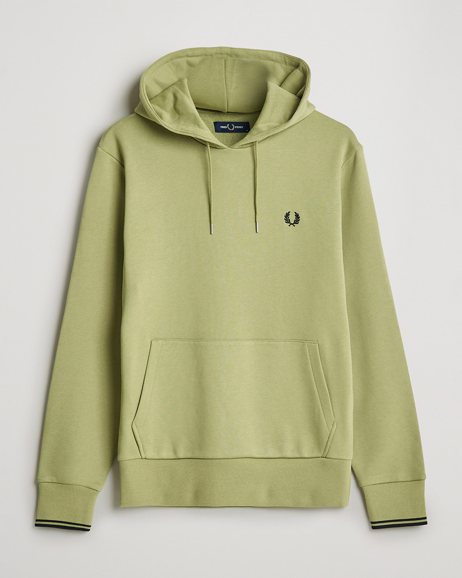 Homme | Pulls Et Tricots | Fred Perry | Tipped Hooded Sweatshirt Sage Green