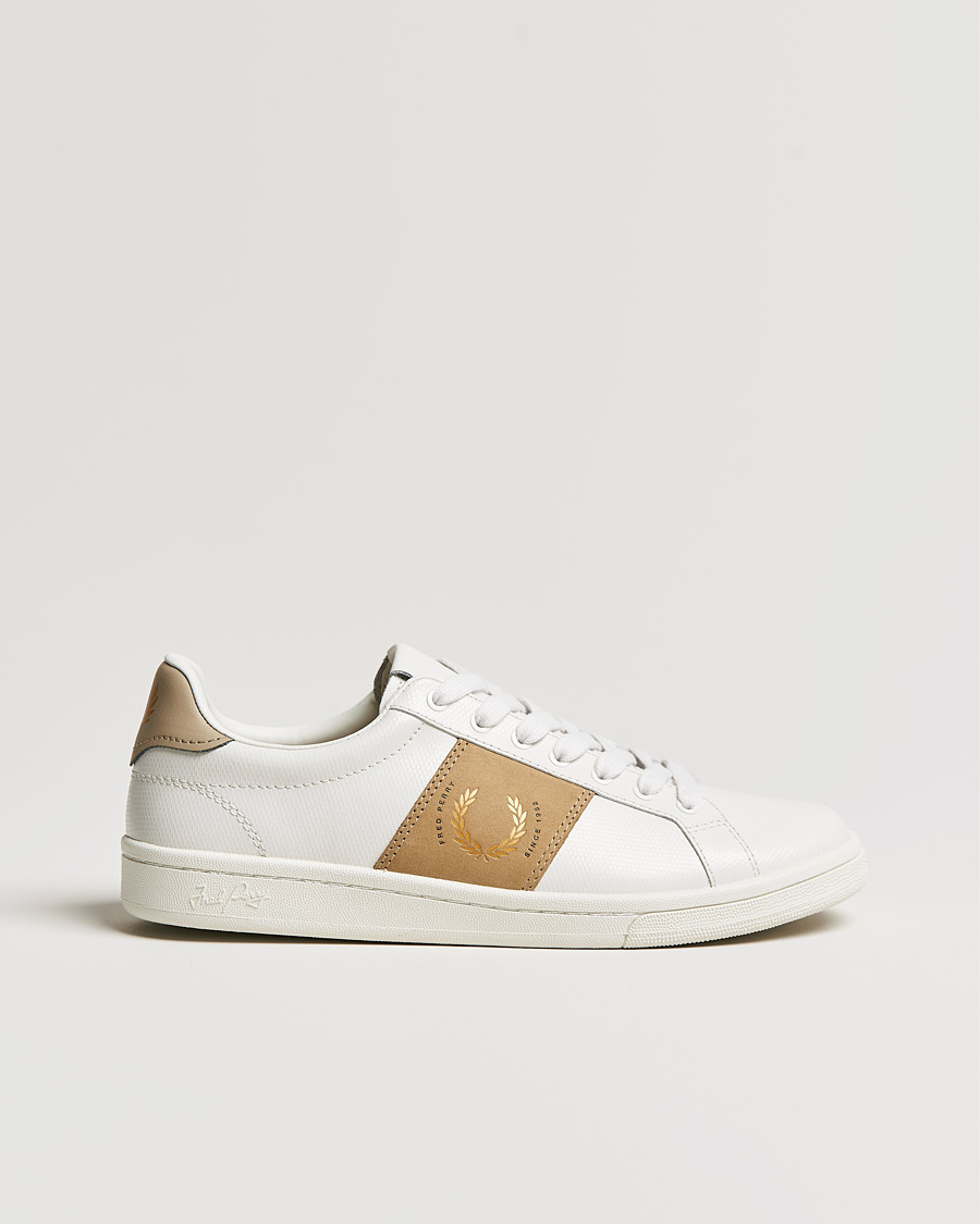 Homme | Fred Perry B721 Pique Embossed Leather Sneaker Porcelain | Fred Perry | B721 Pique Embossed Leather Sneaker Porcelain