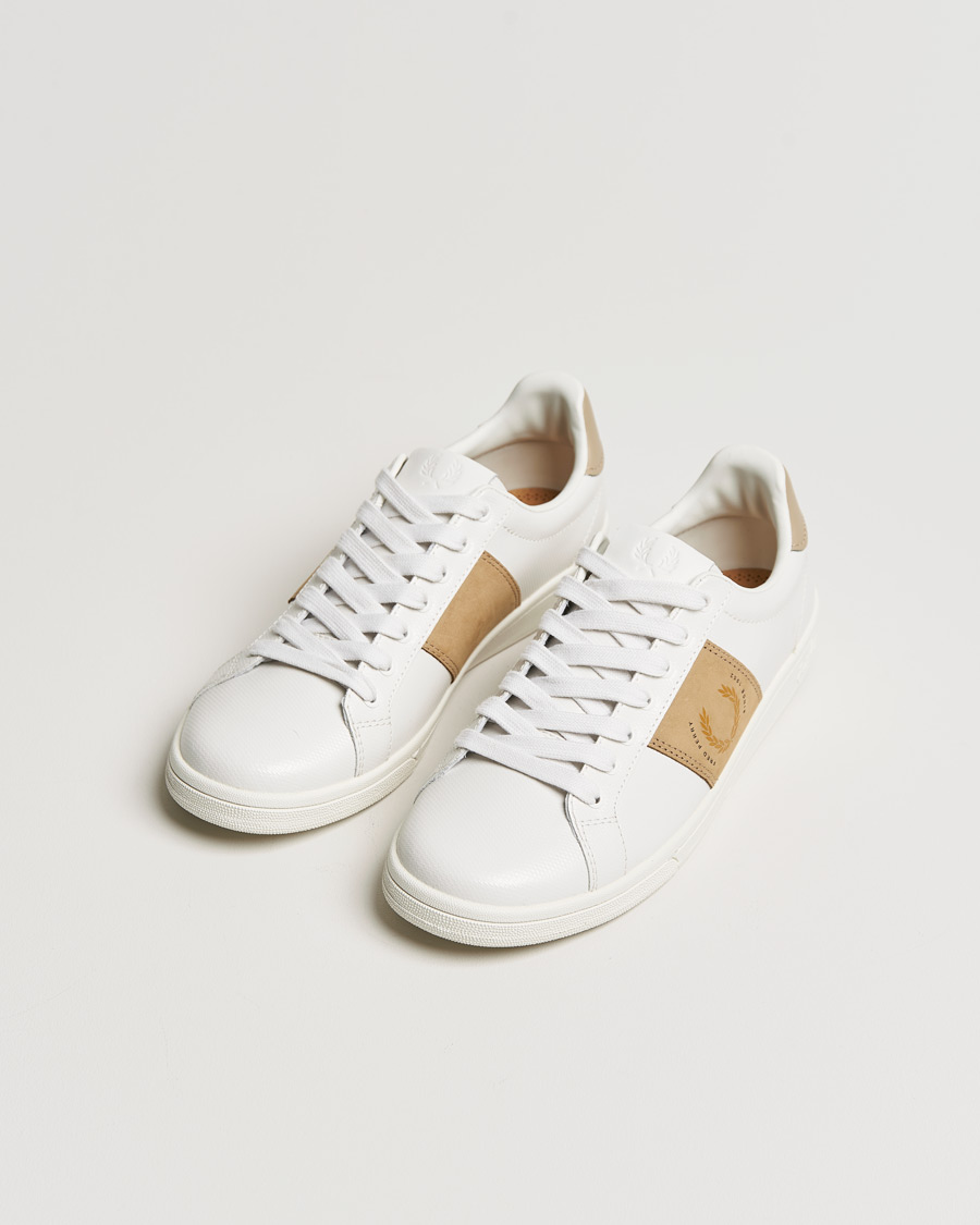 Homme | Fred Perry B721 Pique Embossed Leather Sneaker Porcelain | Fred Perry | B721 Pique Embossed Leather Sneaker Porcelain